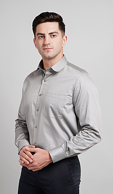 Men's Formal Shirt (Ash Grey - Full Sleeves 100% Cotton)