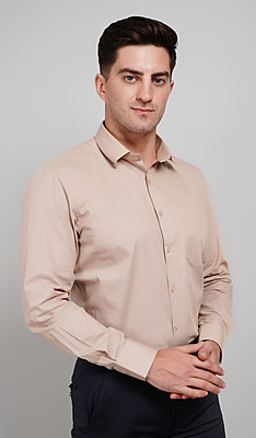 Men's Formal Shirt ( Golden Beige  - Full Sleeves Linen 100% Cotton)